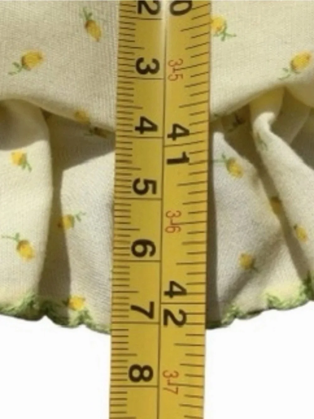 Vintage Yellow Quilted Baby Blanket Ruffle Edge Green Trim Calico Floral Print